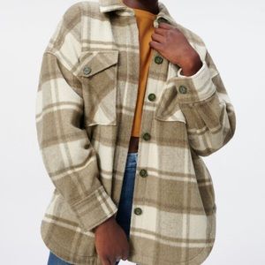 Good American Olive Plaid Shacket!!